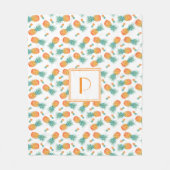 モノグラムモダンパイナップル果実パターン フリースブランケット (正面)