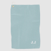 モノグラムモダンパステルブルーホワイトウェーブパターン ゴルフタオル (正面)