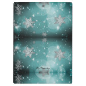 モノグラムモダンパタースタイリッシュン冬の雪片 クリップボード (裏面)