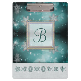 モノグラムモダンパタースタイリッシュン冬の雪片 クリップボード