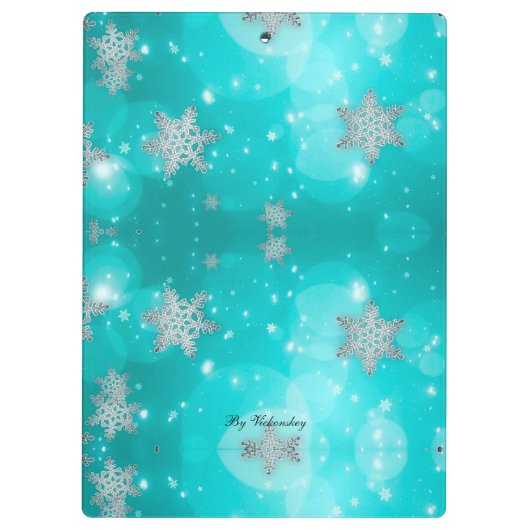 モノグラムモダンパタースタイリッシュン冬の雪片 クリップボード (裏面)