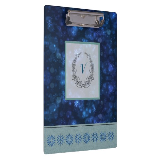 モノグラムモダンパタースタイリッシュン冬の雪片 クリップボード (右)