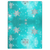 モノグラムモダンパタースタイリッシュン冬の雪片 クリップボード (裏面)