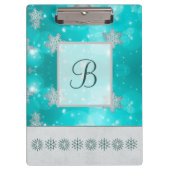 モノグラムモダンパタースタイリッシュン冬の雪片 クリップボード (正面)