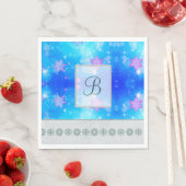 モノグラムモダンパタースタイリッシュン冬の雪片 スタンダードランチョンナプキン (インサイチュ)