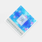 モノグラムモダンパタースタイリッシュン冬の雪片 スタンダードランチョンナプキン (角)