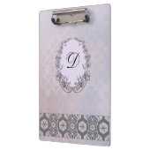 モノグラムモダンパターンヴィンテージ冬の花 クリップボード (左)