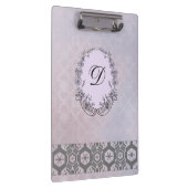 モノグラムモダンパターンヴィンテージ冬の花 クリップボード (右)