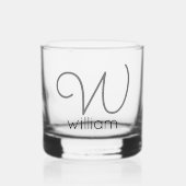 モノグラムモダンパーソナライズされたカクテル飲み物用品 ウイスキーグラス (正面)