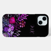 モノグラムモダンパープルフェミニンピンクフローラブラック Case-Mate iPhoneケース (裏面 (横))