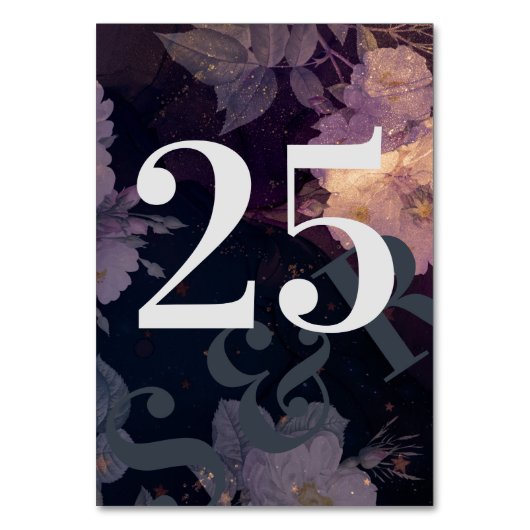 モノグラムモダンパープル秋の結婚式 テーブルナンバー (正面)