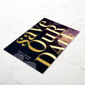 モノグラムモダンパープル秋の結婚式 箔招待状 (回転した状態)