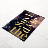 モノグラムモダンパープル秋の結婚式 箔招待状 (回転した状態)