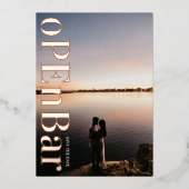 モノグラムモダンパープル秋の結婚式 箔招待状 (正面)