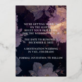 モノグラムモダンパープル秋の結婚式 箔招待状 (裏面)