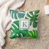 モノグラムモダンパーム葉のパターン クッション (ブランケット)
