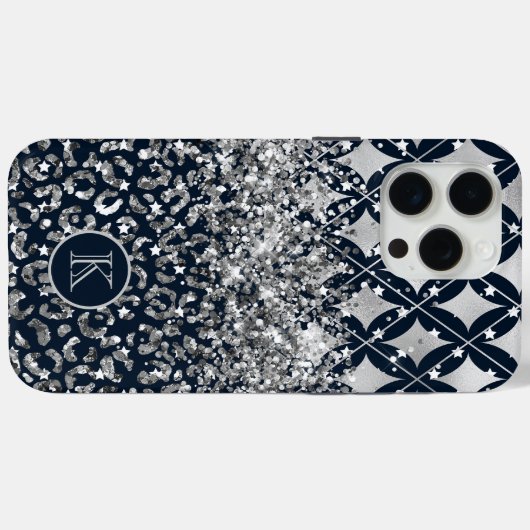 モノグラムモダンヒョウ印刷グリッターパーソナライズされた Case-Mate iPhoneケース (裏面 (横))