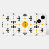 モノグラムモダンビーパターンイエローハニカムシック Case-Mate iPhoneケース (裏面 (横))