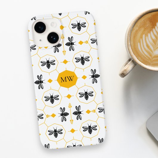 モノグラムモダンビーパターンイエローハニカムシック Case-Mate iPhoneケース