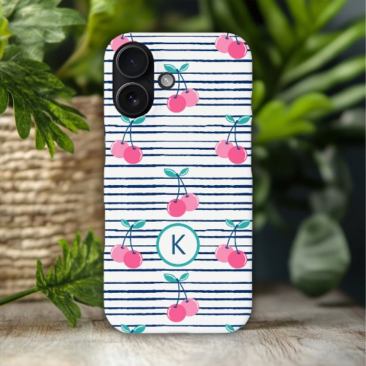 モノグラムモダンピンクさくらんぼ名門私立校風のガーリー Case-Mate iPhoneケース