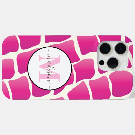 モノグラムモダンピンクとアイボリーキリン模様 Case-Mate iPhoneケース (裏面 (横))