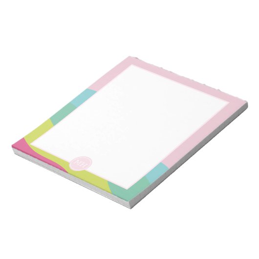 モノグラムモダンピンクの抽象芸術ガーリー波メモ帳 ノートパッド (回転)