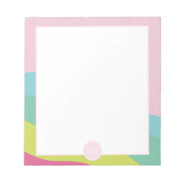 モノグラムモダンピンクの抽象芸術ガーリー波メモ帳 ノートパッド