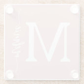 モノグラムモダンピンクガラスコースター ガラスコースター (裏面)