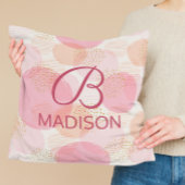 モノグラムモダンピンクガーリーグリッターパーソナライズされた クッション