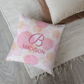 モノグラムモダンピンクガーリーグリッターパーソナライズされた クッション