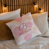 モノグラムモダンピンクガーリーグリッターパーソナライズされた クッション