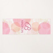 モノグラムモダンピンクガーリーグリッターパーソナライズされた ヨガマット (正面(横))