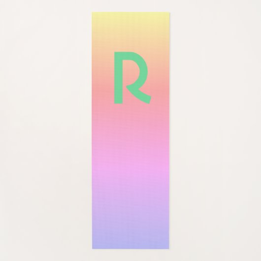 モノグラムモダンピンクティール（緑がかった色）薄紫 ヨガマット (正面)