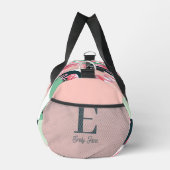 モノグラムモダンピンクフラミンゴ幾何ガーリー名 ダッフルバッグ (右)