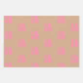 モノグラムモダンピンクベージュカスタムイニシャル文字 ラッピングペーパーシート (正面2)