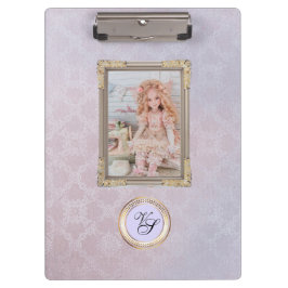 モノグラムモダンピンクラベンダー人形 クリップボード