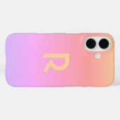 モノグラムモダンピンク薄紫グラデーション Case-Mate iPhoneケース (裏面 (横))