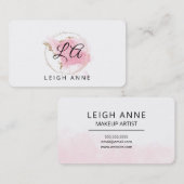 モノグラムモダンピンク金ゴールド水カラーミニマリスト 名刺 (正面/裏面)