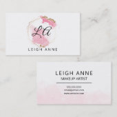 モノグラムモダンピンク金ゴールド水彩幾何学模様 名刺 (正面/裏面)