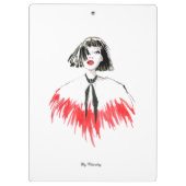 モノグラムモダンファッショナブル女の子の黒と赤 クリップボード (裏面)