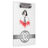 モノグラムモダンファッショナブル女の子の黒と赤 クリップボード (右)