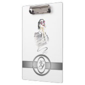 モノグラムモダンファッショナブル女の子の黒と赤#2 クリップボード (左)