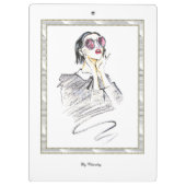 モノグラムモダンファッショナブル女の子の黒と赤#2 クリップボード (裏面)