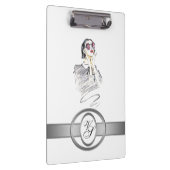 モノグラムモダンファッショナブル女の子の黒と赤#2 クリップボード (右)