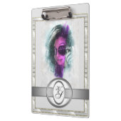 モノグラムモダンファッショナブル女の子ブラックとグレー クリップボード (左)