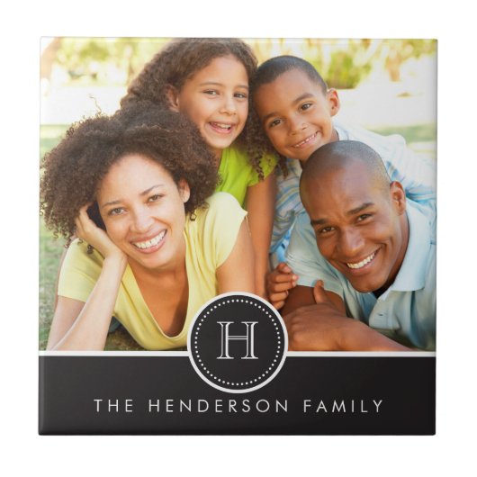 モノグラムモダンファミリー写真タイル付きバナー タイル (正面)