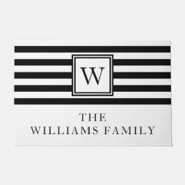 モノグラムモダンファミリー名（白黒） ドアマット
