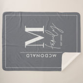 モノグラムモダンファミリー海軍グレースタイリッシュエレガント シェルパブランケット (正面(横))