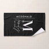 モノグラムモダンファミリー海軍スタイリッシュモノクロ バスタオルセット (ハンドタオル)