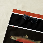 モノグラムモダンフィッシュサーモンデザイン白黒赤 ビーチタオル (インサイチュ)